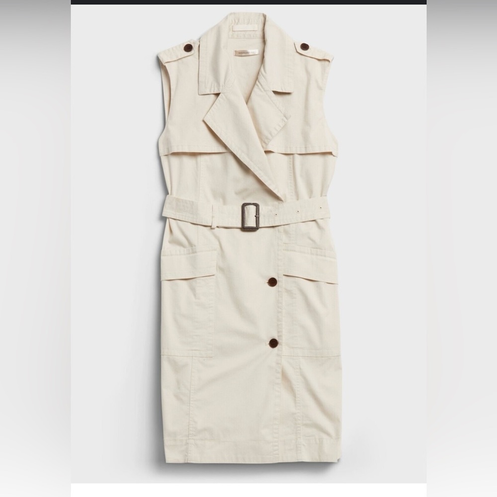 NWT Banana Republic Women’s Safari cream belted Trench Wrap dress